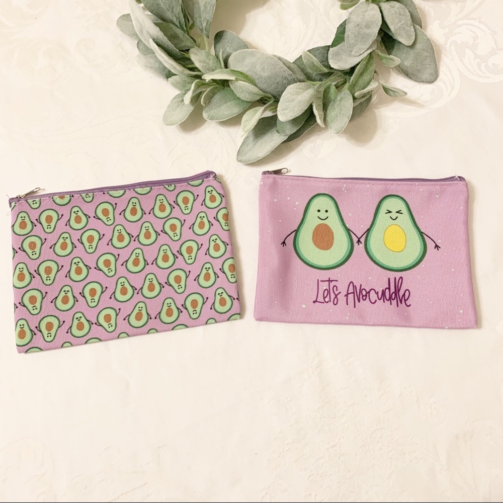 Pair of cute Avocado Cosmetic Bags